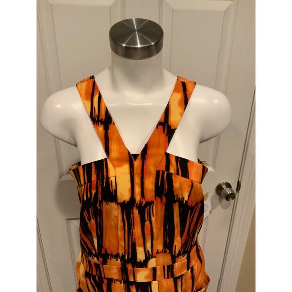Michael Kors Orange & Black Flame Sheath Dress, Size 8 - Picture 2 of 7